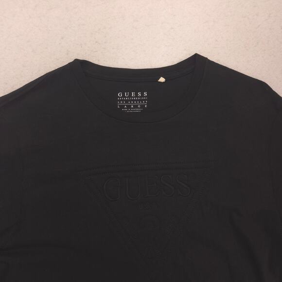 Guess Casual Graphic Short Sleeve Crew Neck T Shirt Mens Size Large L Black - Picture 1 of 9